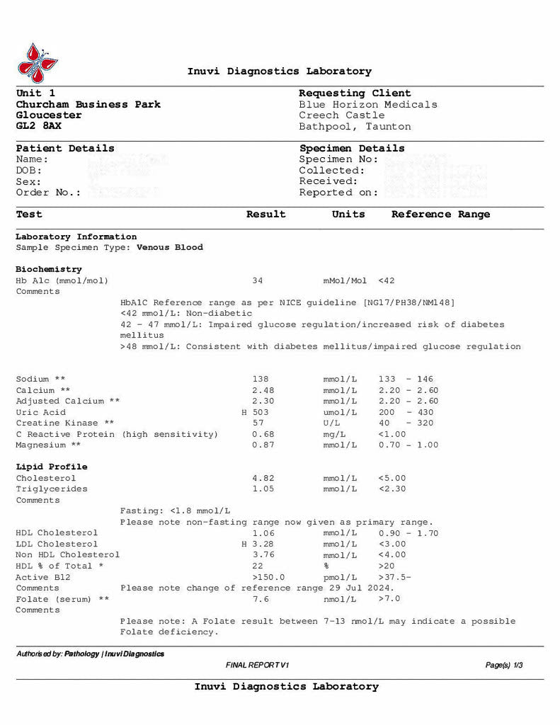 Comprehensive Gold Wellman 1_Example Results Home Test