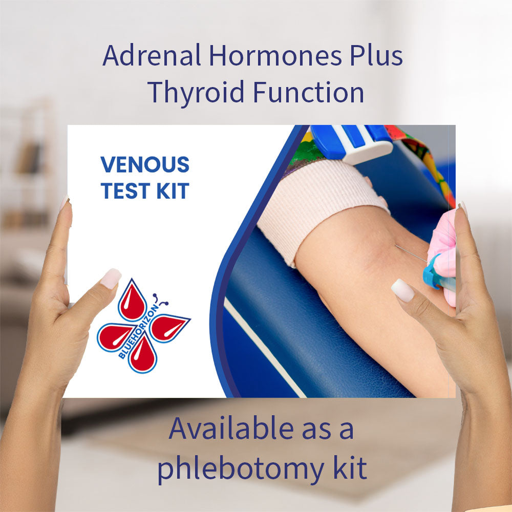 Adrenal Hormones Plus Thyroid Function blood test kit for phlebotomy collection